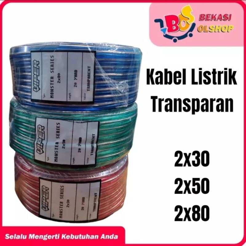 KABEL LISTRIK TRANSPARAN / KABEL LISTRIK SERABUT / KABEL LISTRIK MURAH 20 YARD