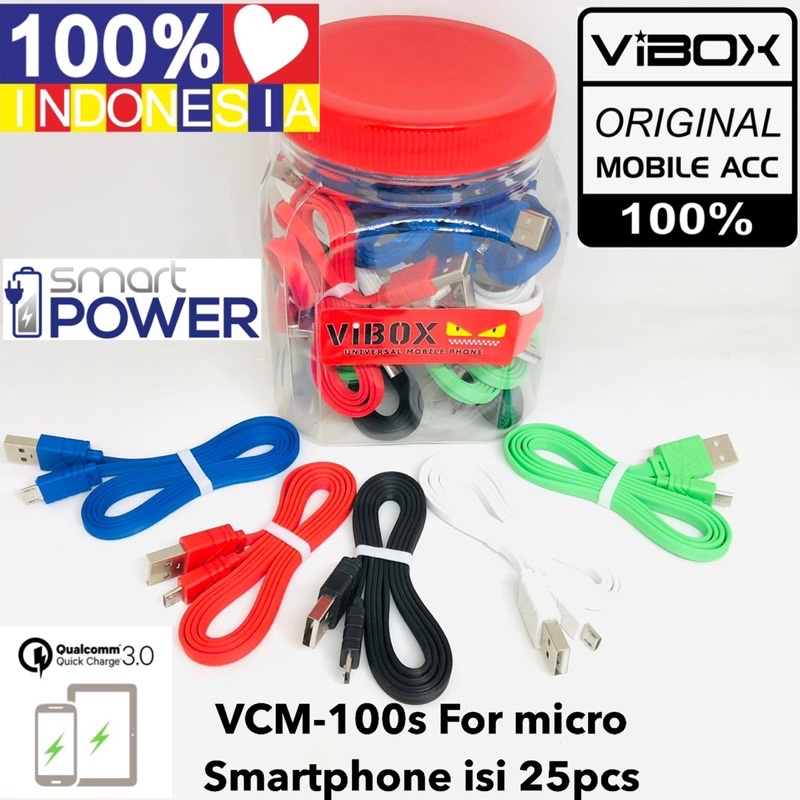 GROSIR PERTOPLES ISI 25PCS KABEL DATA VIBOX MICRO VCM100s FAST CHARGING FOR SMARTPHONE VCM-100s