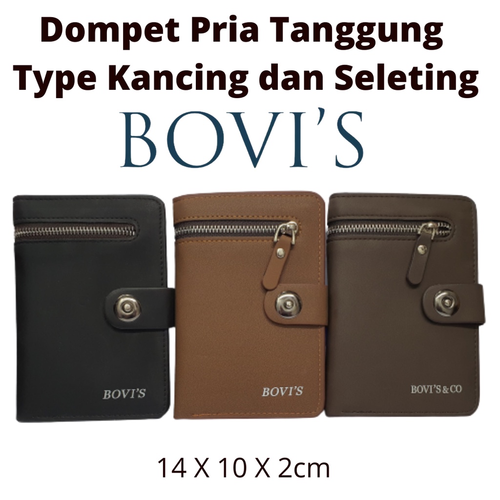 Dompet Pria Cowok Bovis Tanggung 3/4 Model Kancing Magnet dan Seleting Depan Harga Murah Original Asli Kualitas Distro Keren Kekinian Terbaru