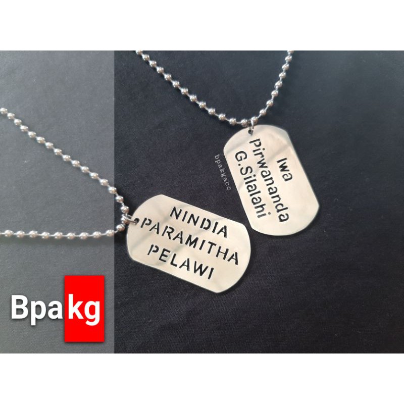 Kalung couple pria keren inisial # Kalung custom ukir nama monel besi putih asli anti karat silver