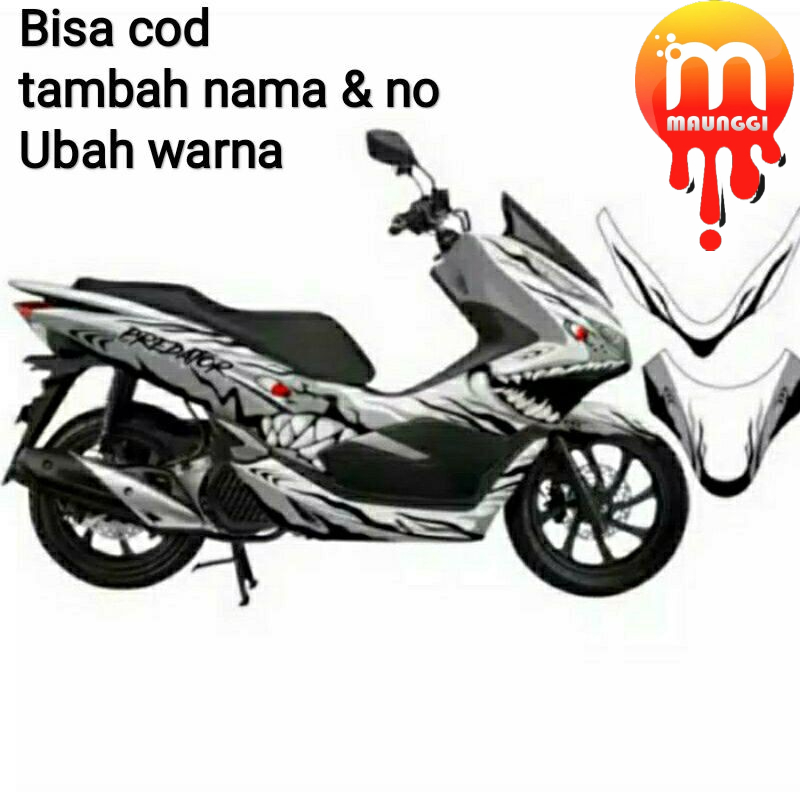 Decal pcx 150 full body Sticker motor pcx motif shrak predator Striping pcx 150 variasi Stiker motor
