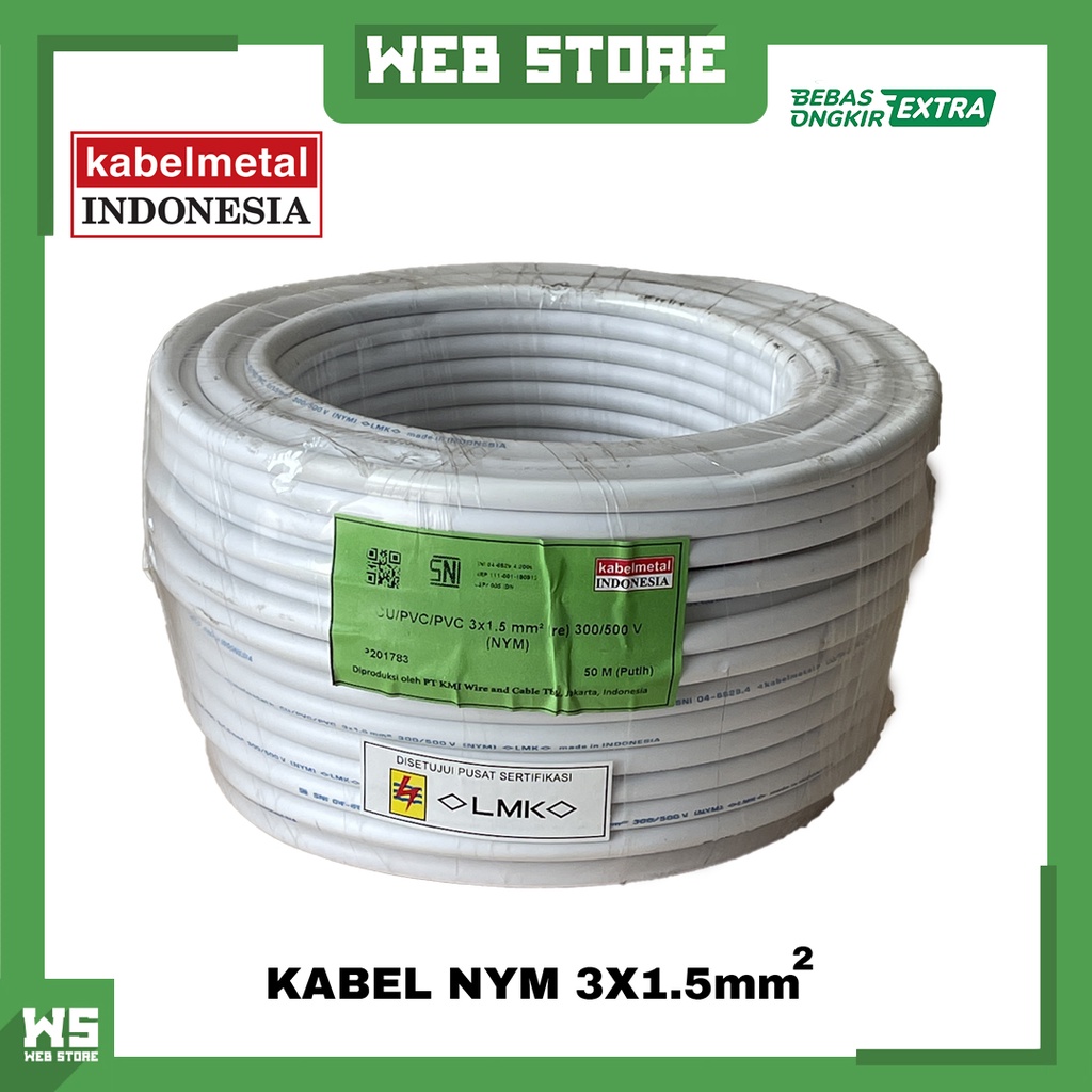 kabel roll listrik tembaga kmi nym 3x1 5mm 3x1 5mm kabel metal indonesia 50m instalasi listrik pln