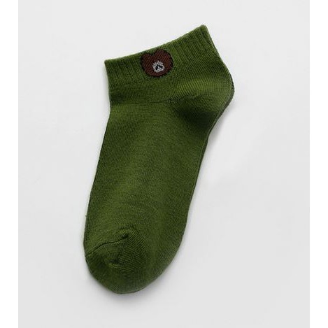 Kaos Kaki Ankle Pendek Lucu Tebal 1kg muat 86pcs Motif Brown Import Lembut GANNISE KK0002-KK0002 GREEN
