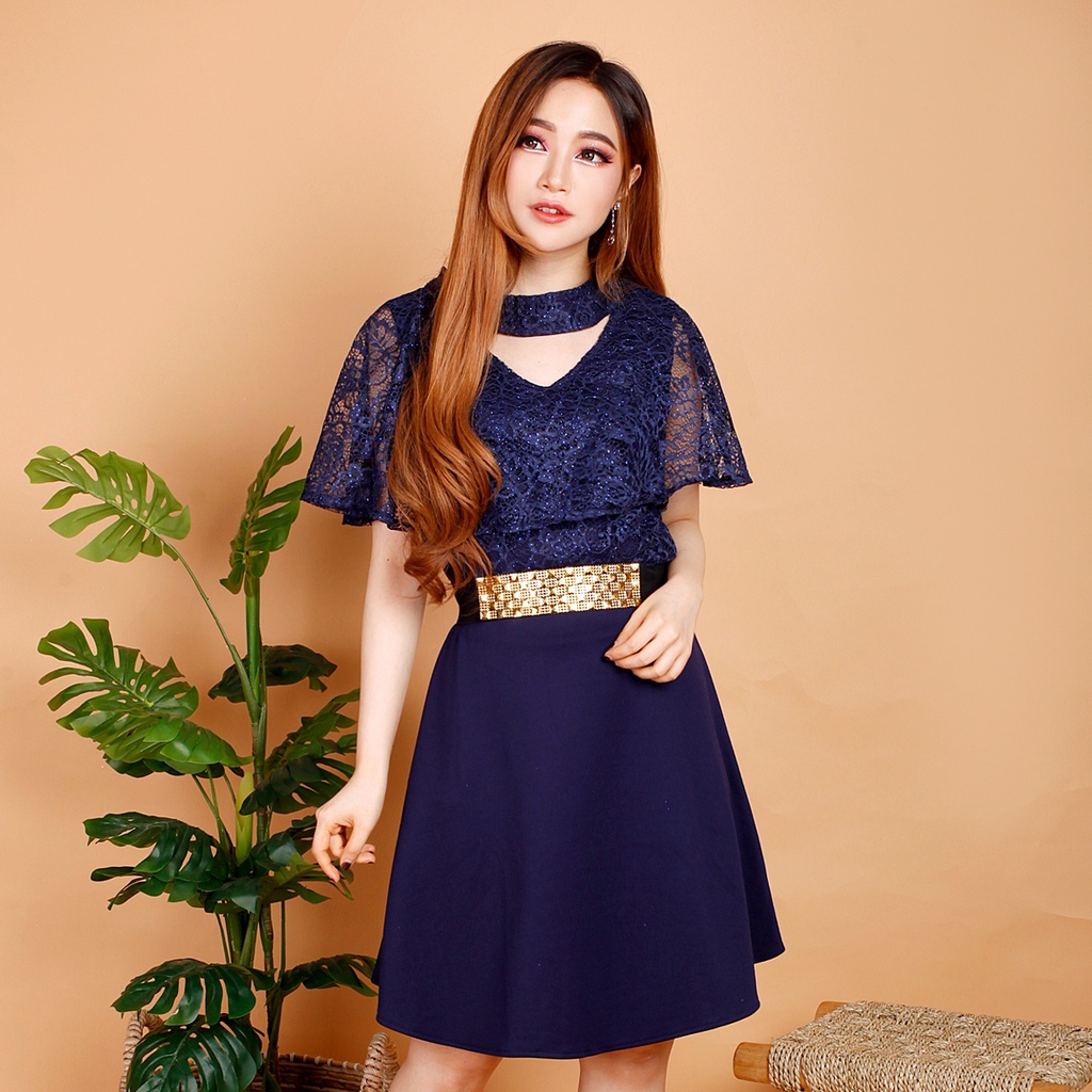 Kathryn collection # 128,  dres rok mekar scuba Import premium kombinasi brukat gliter free belt