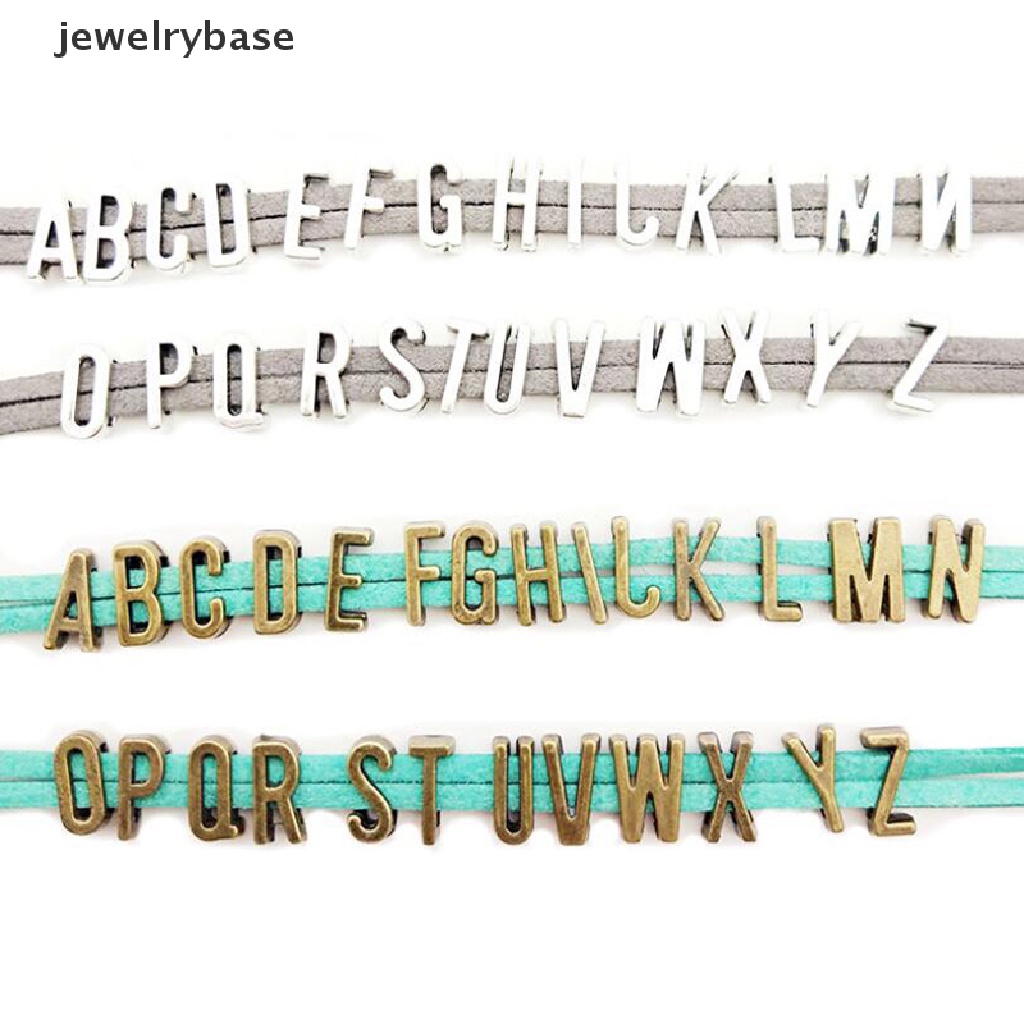 26 Pcs Manik-Manik Bentuk Huruf Alfabet Gaya Vintage Untuk Membuat Perhiasan Gelang