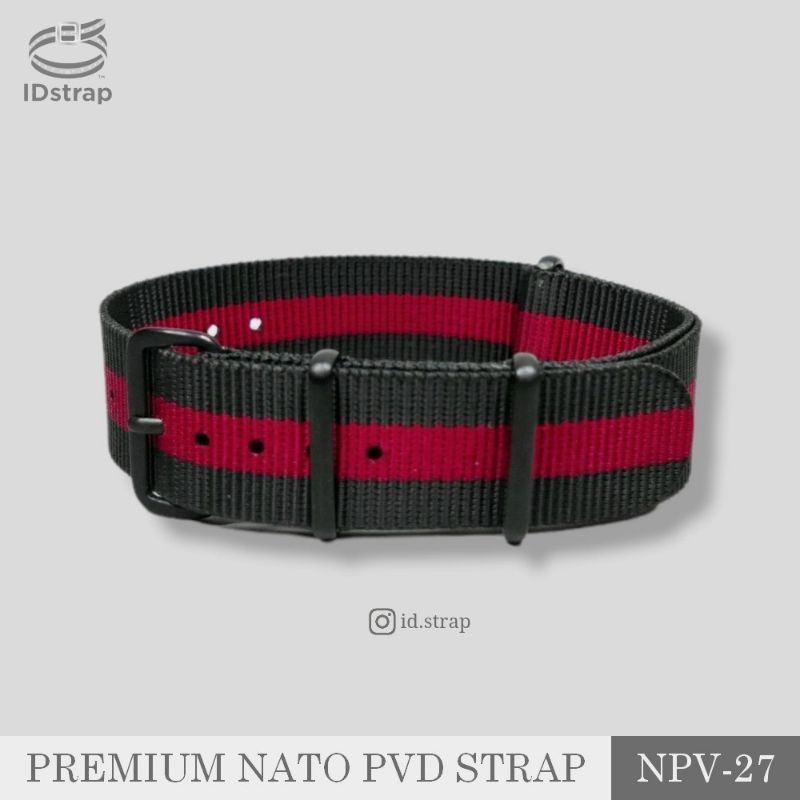 NPV-27 Tali Jam Nato Premium G10 PVD Ballistic Nylon Strap - Black-Red
