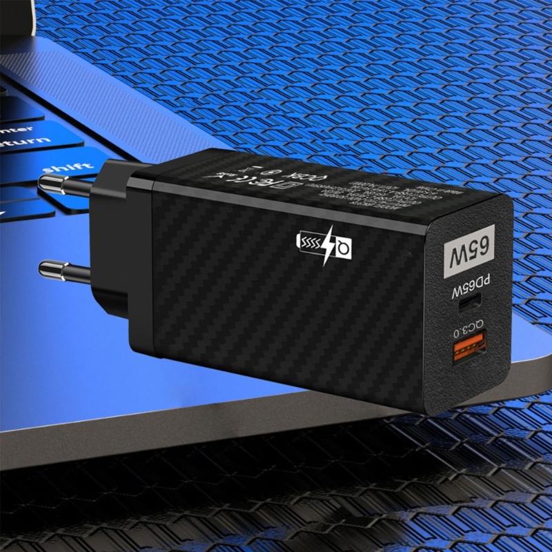 Zzz Adapter Charger PD USB Tipe-C 65W Fast Charging QC 3.0 Plug US / EU