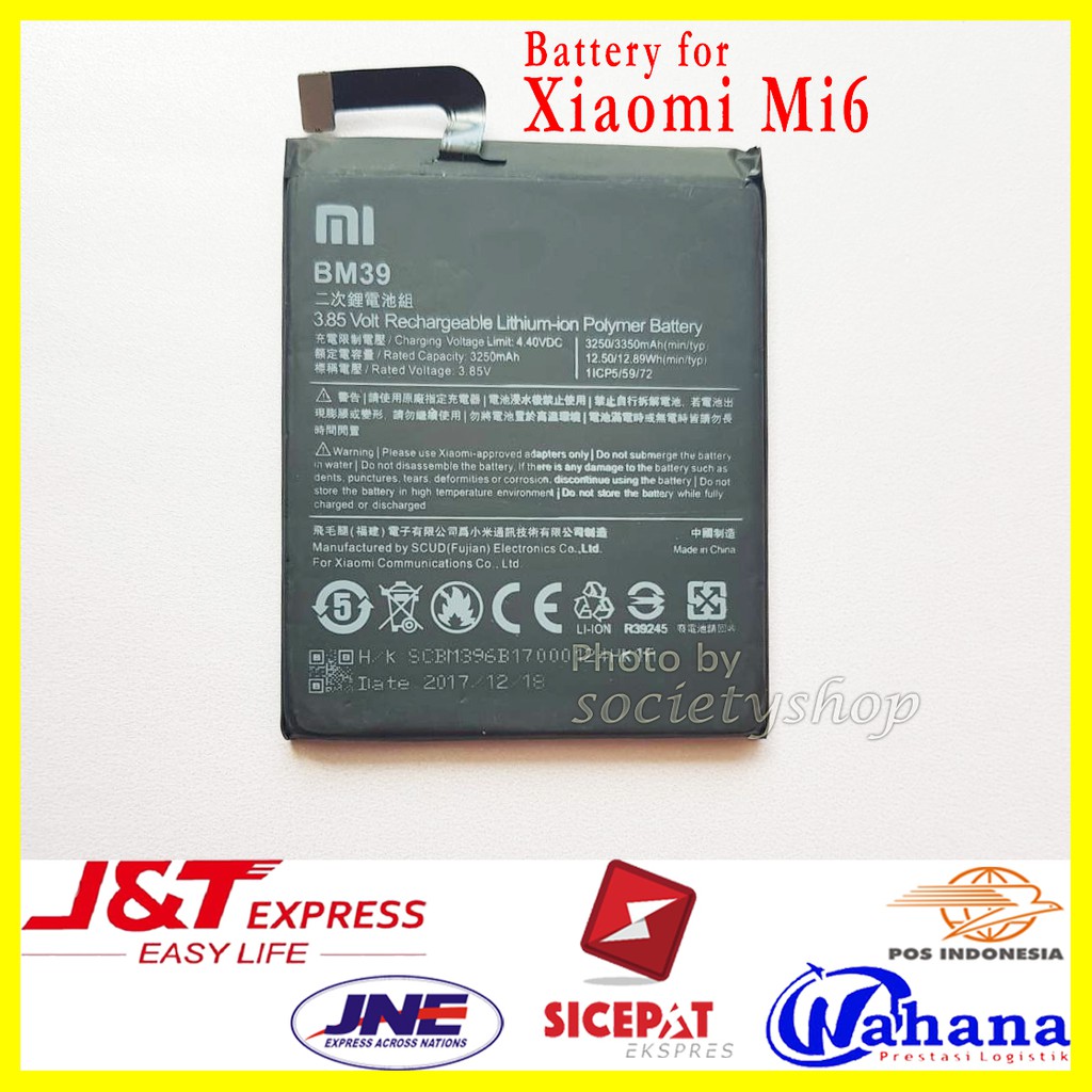 Baterai Xiaomi Mi 6 Original Battery Bm39 Pro Hp Xiomi Batre Batrei Batere Replacement Batray 39 mi6