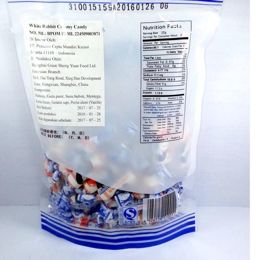 

BIG SALE!! KODE-770 NON HALAL Permen Jadul Susu White Rabbit Creamy Candy 180g / Permen Kelinci Jado