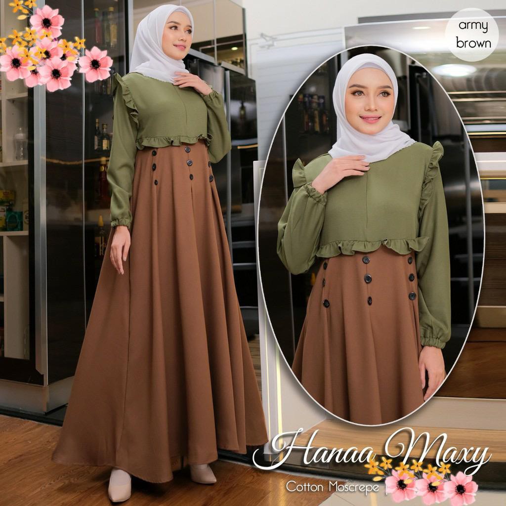 BIG SIZE ( S M L XL XXL XXXL 5L ) HANAA MAXI DRESS  BAJU GAMIS JUMBO GAMIS
