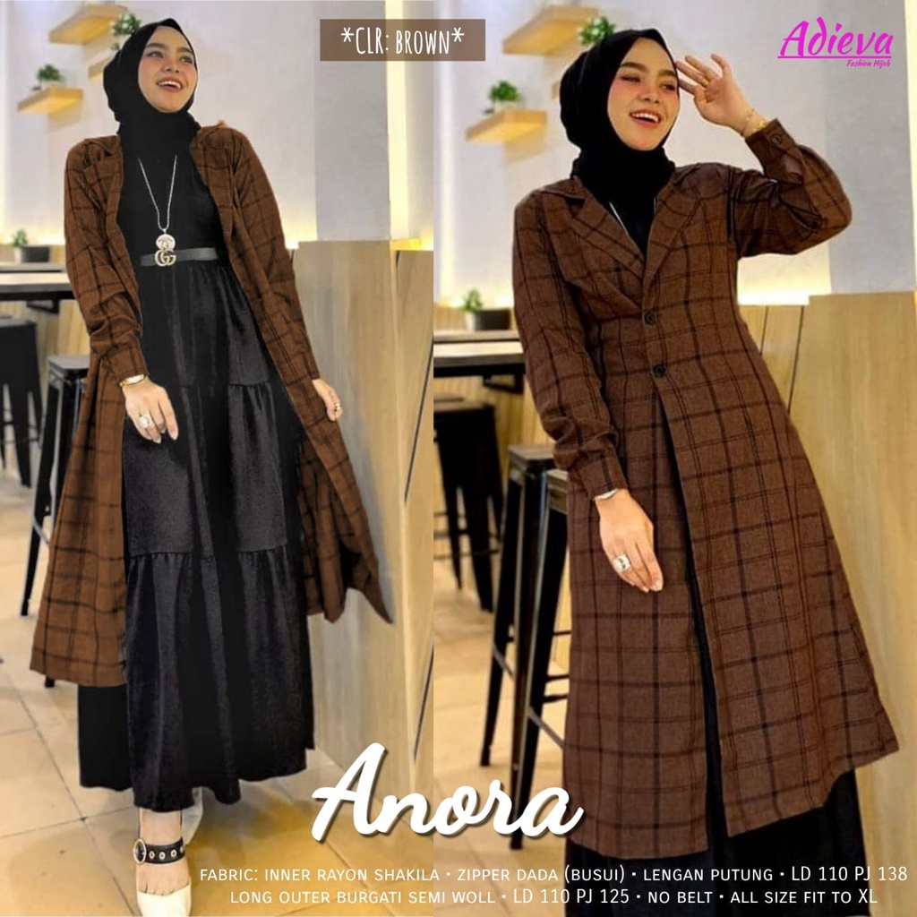 ANORA SET GAMIS PREMIUM ORIGINAL BY ADIEVA / OUTFIT CASUAL KONDANGAN OOTD / SETELAN GAMIS DAN BLAZER