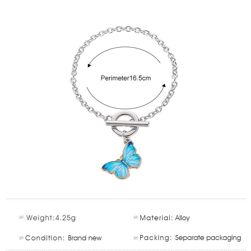 ✅COD Fashion Kalung Kupu-kupu Gradien Biru Gelang In Rantai Butterfly Necklace Bracelet Klavikula Wanita Q04