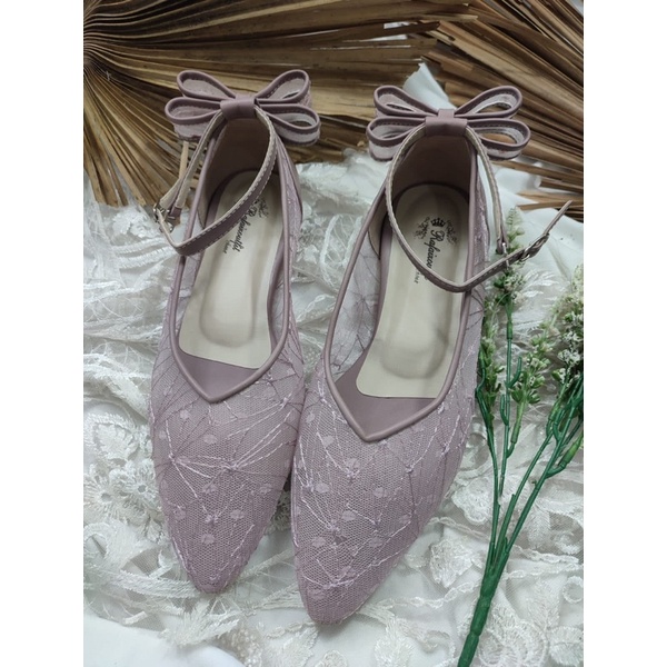 flatshoes wanita vilea mauve tali pita