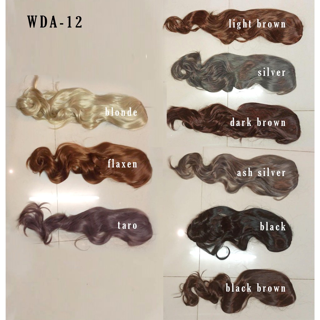 WDA-12 standar wig daily lolita rambut palsu panjang wavy curly gelombang poni