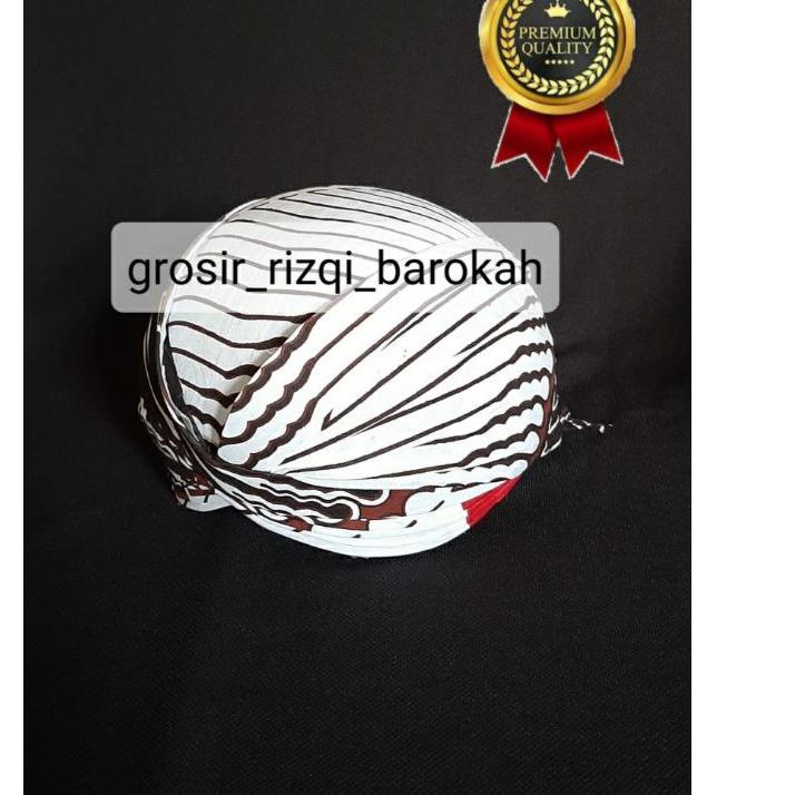 Paling Diminati.. BLANGKON JOGJA JEBEH MOTIF BATIK PUTIH (DEWASA)