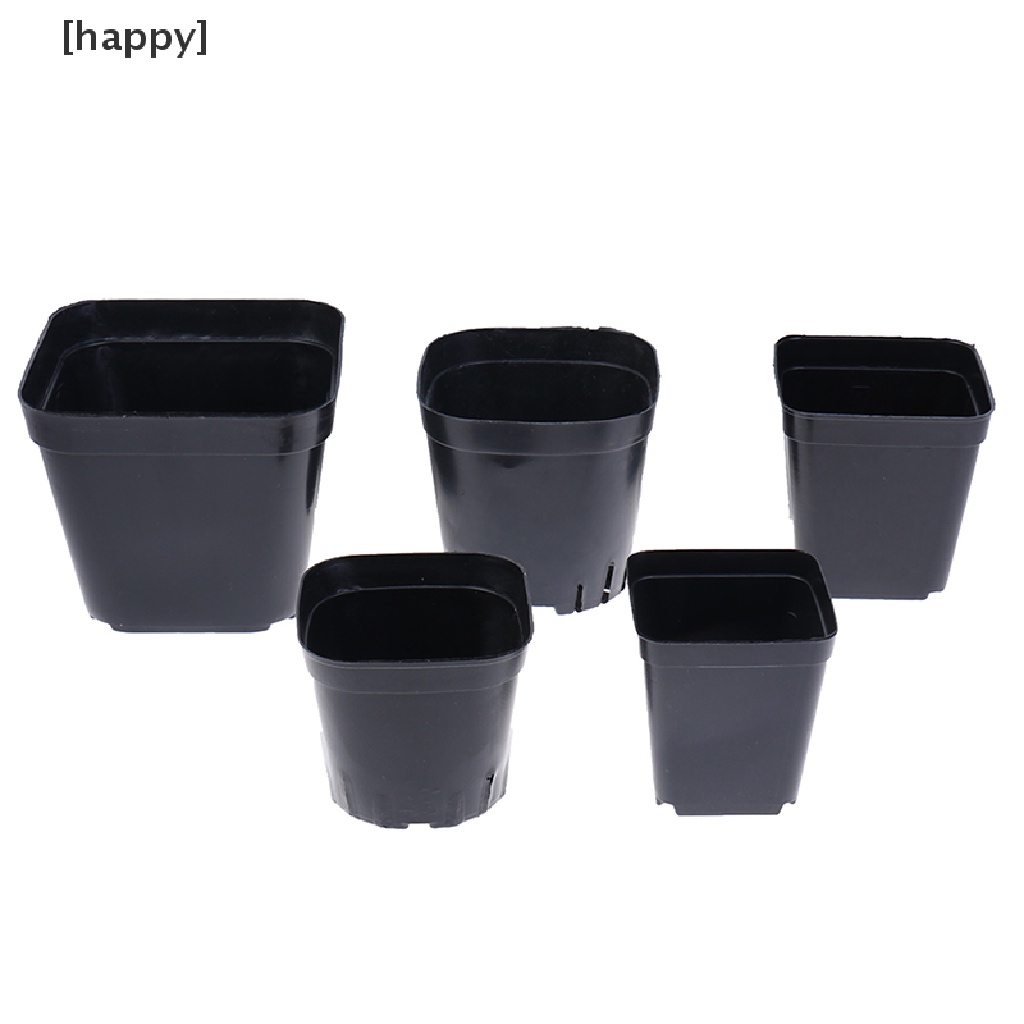 10 Pcs Pot Bunga Bahan Plastik Bentuk Persegi Kecil Warna Hitam Untuk Tanaman Sukulen