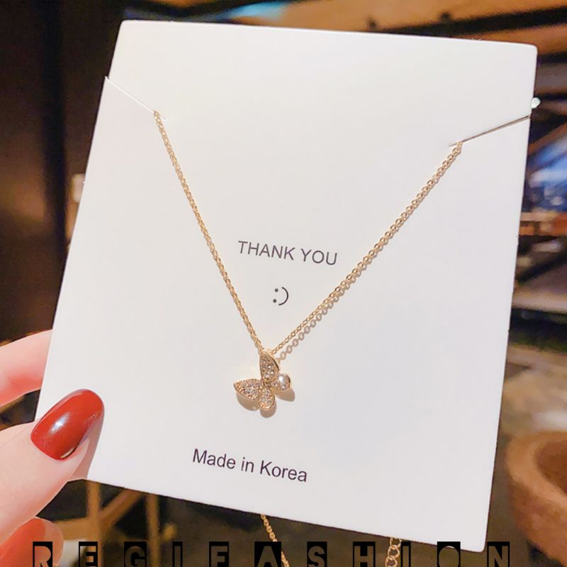 Kalung Titanium Wanita Liontin Kupu Kupu Kalung Wanita Korea Terbaru Kalung Titanium Asli Anti Karat Tidak Luntur