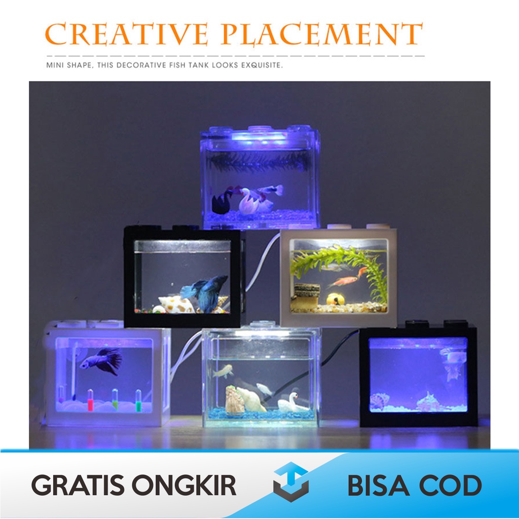 AQUARIUM AKRILIK CUPANG LED TOPINCN TOP5 LEGO ORIGINAL AKUARIUM LEGO UNTUK IKAN CUPANG MINI