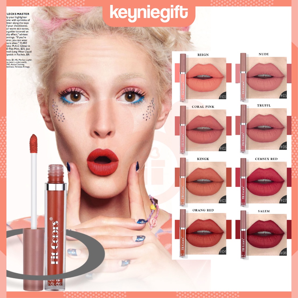 Fit Colors Matte Color Lipstick Lip Glaze Lip Gloss Tahan Lama Lipstik Fitcolors FC009