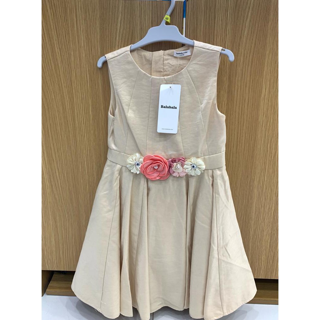 DRESS GOLD FLOWER PINGGANG BLINK ( MERK BALABALA )