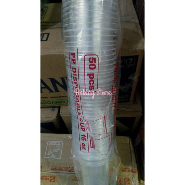 Gelas Oz plastik Ukuran 16Oz isi 2000 - Gosend Only!