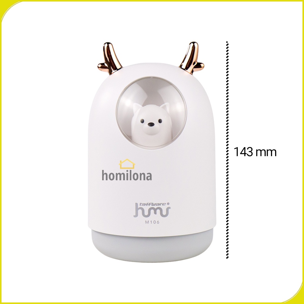 Air Humidifier Ultrasonic Aromatherapy Oil Diffuser RGB Pet Design 300ml Taffware Humi M106 White Pink