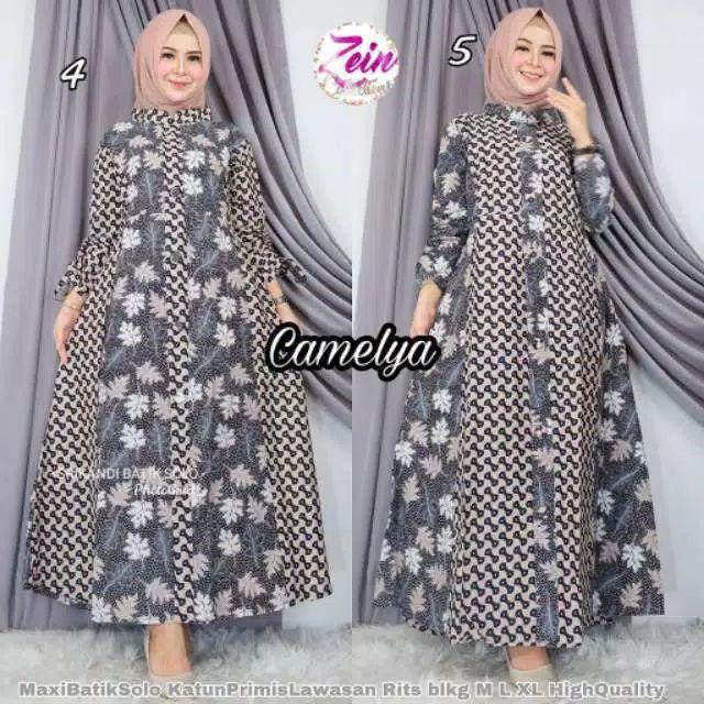 Maxy Gamis Batik Solo Premium Katun Lawasan Batik Syari Muslimah Ori Zein Syari