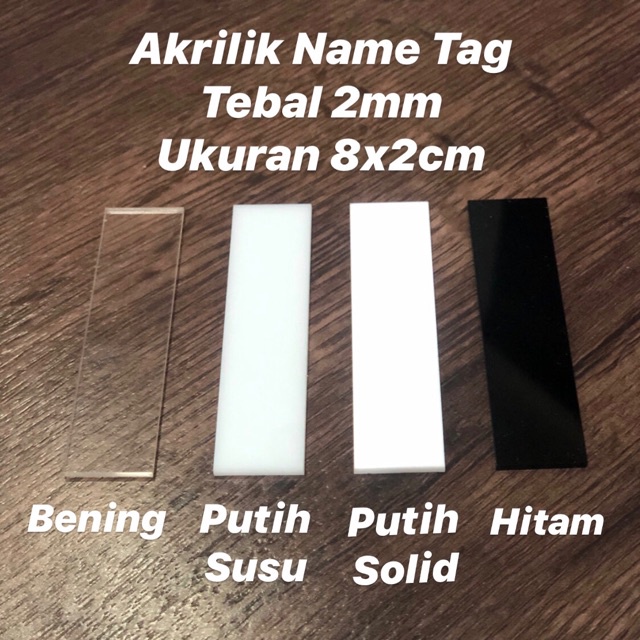 Akrilik name tag / Bahan papan nama 8*2cm 10pcs