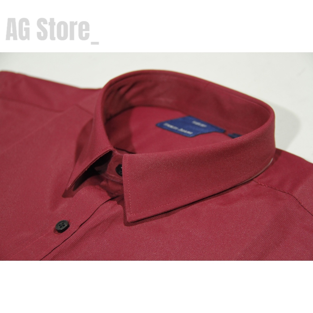 COD Kemeja Pria Stanley Adams 08 Slimfit Lengan Pendek Maroon 100% Original Brand