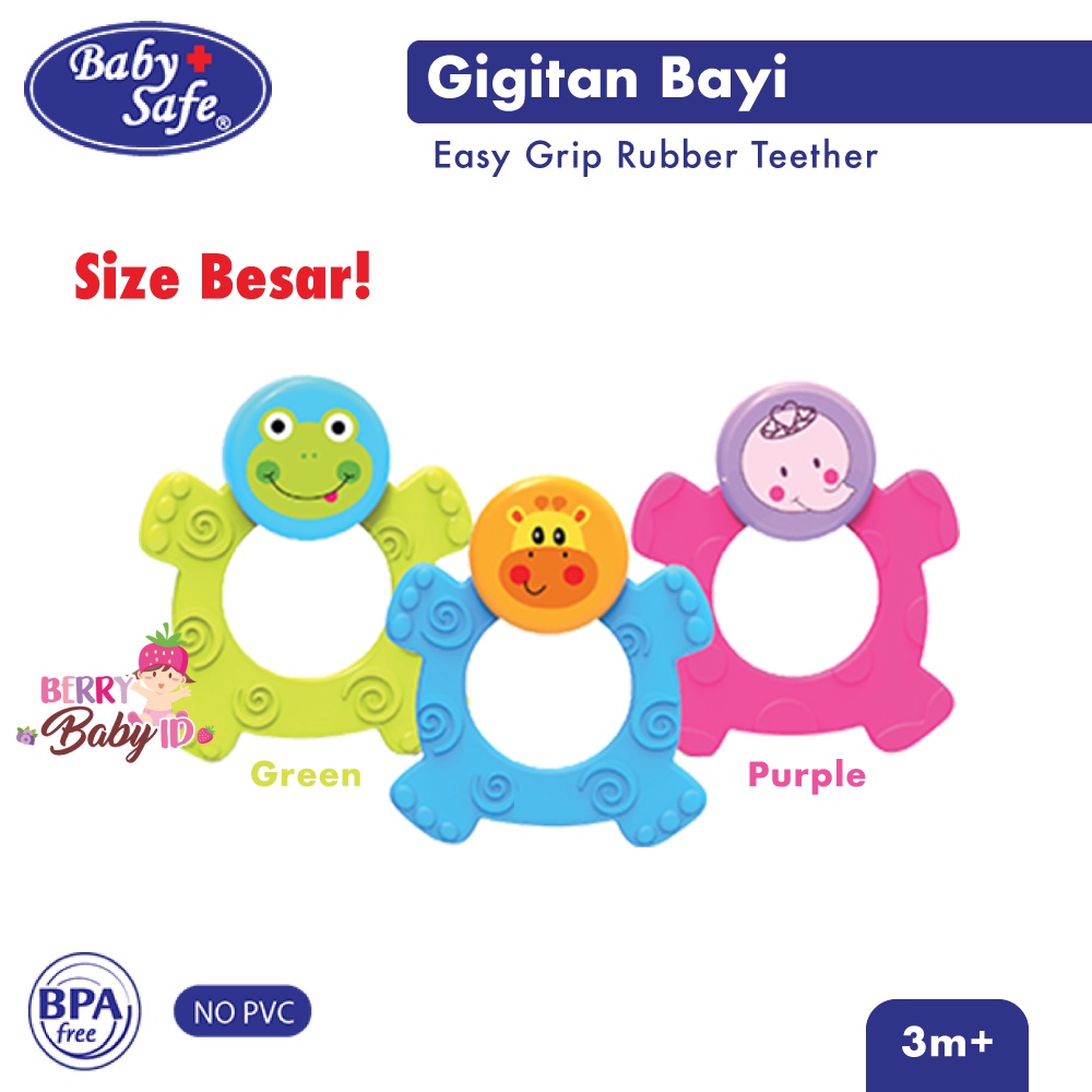 Baby Safe Easy Grip Rubber Teether TT003 Gigitan Bayi dengan Rattle Karakter Lucu BBS063 Berry Mart