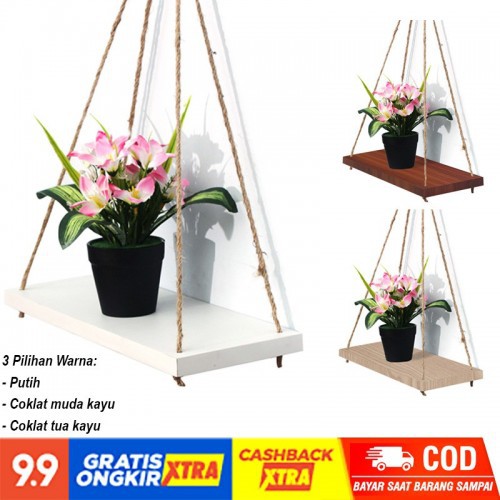 Rak Gantung Tali Minimalis Rak Bunga Hias