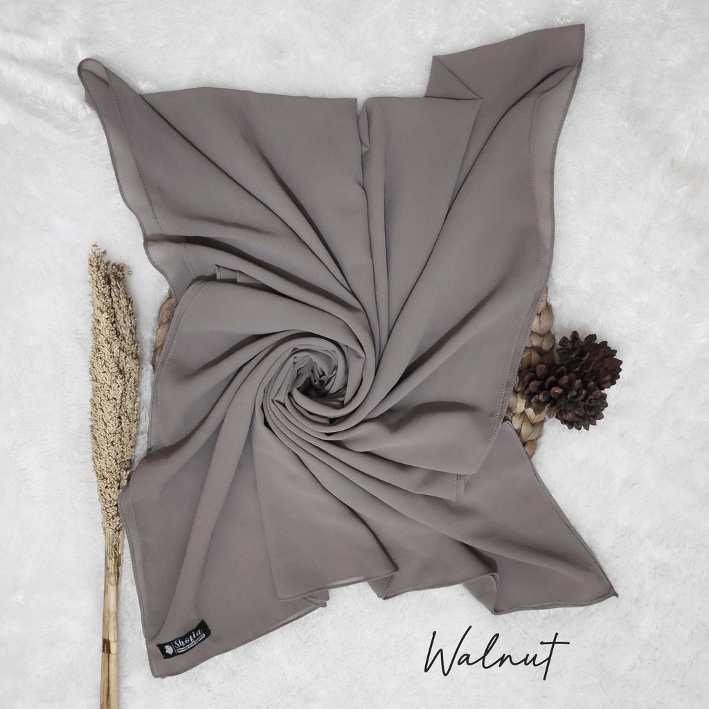 [200x75] HIJAB PASHMINA JAHIT TEPI CERUTY BABY DOLL, PASHMINA CERUTI, JILBAB PASHMINA, PASMINA-Walnut