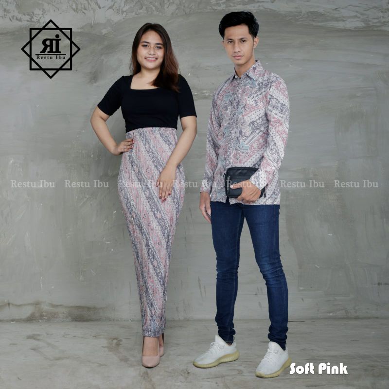 Zaja - Atasan Batik Lengan Panjang Cowo &amp; Rok Batik Plisket Cewe Motif-motif Cantik &amp; Elegant Baju Couple Cewe Cowo Baju Batik Pria Dewasa Lengan Panjang Kemeja Couple Rok Batik Sutra Plisket Cantik Cocok Untuk Pergi Acara Kondangan