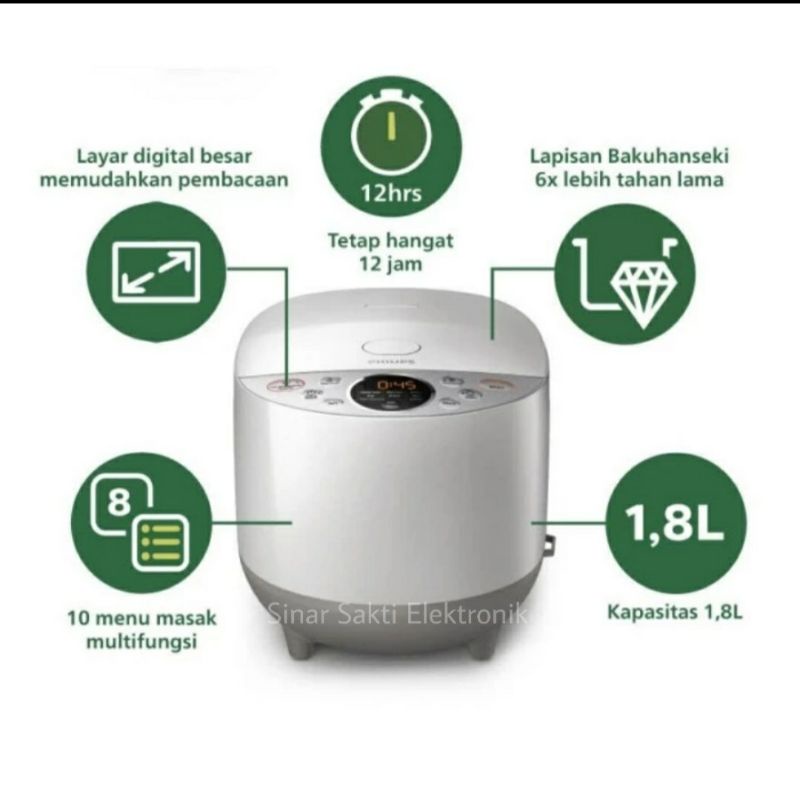 Philips Rice Cooker Magic Com 1.8 L HD 4515 HD4515 1,8 Liter Digital Garansi Resmi