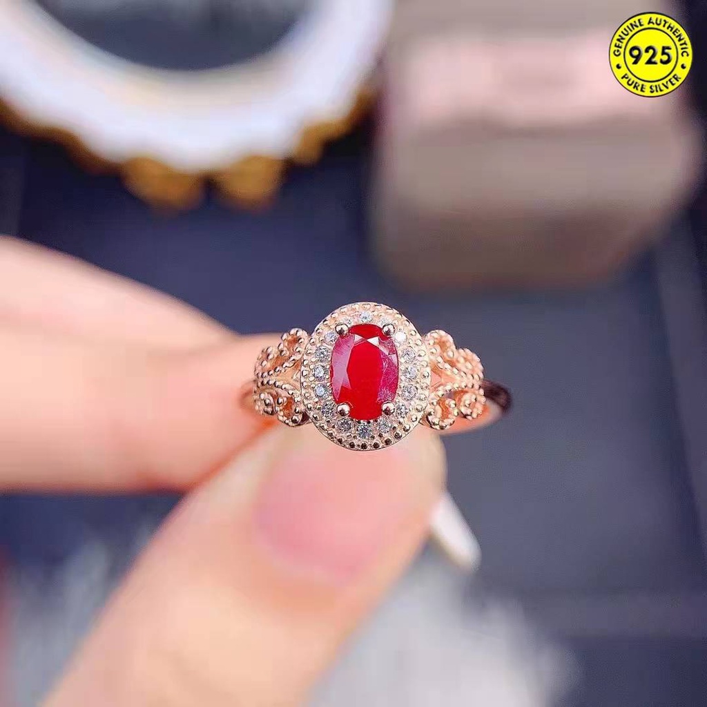 Cincin Model Terbuka Desain Merpati Ruby Warna Rose Gold