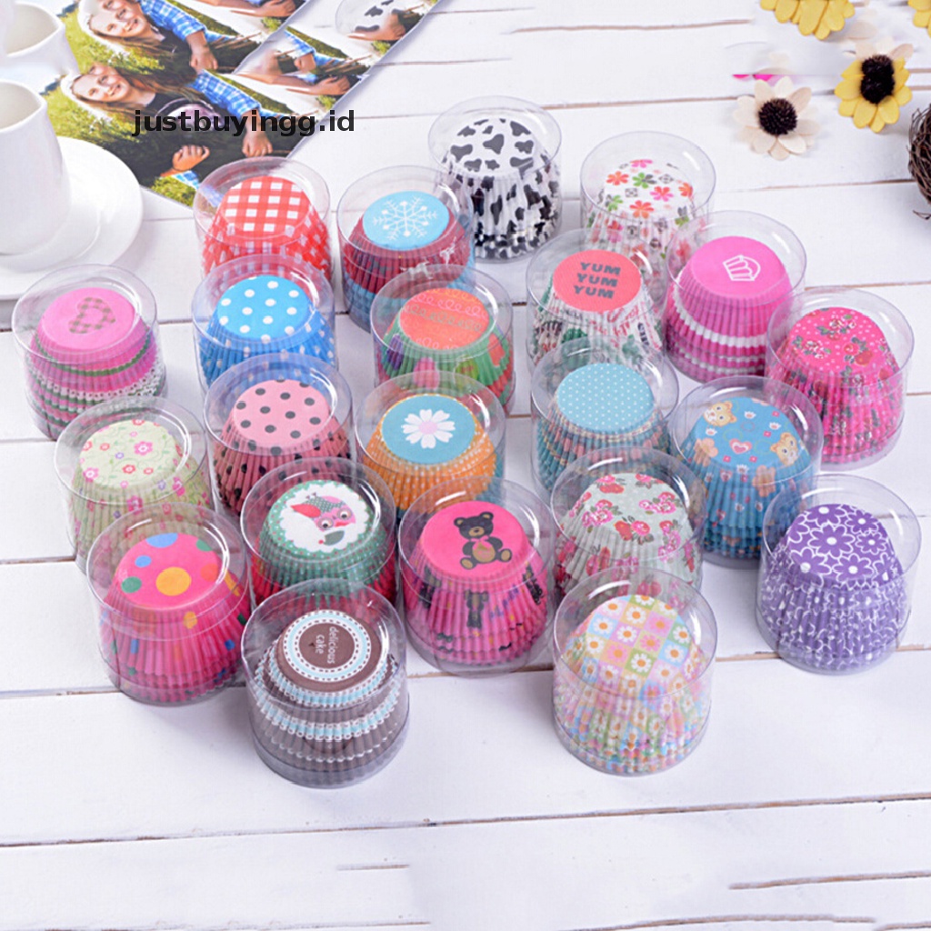 (Justbuyingg.Id) 100pcs / Set Kertas Cetakan Cupcake / Muffin Untuk Peralatan Baking