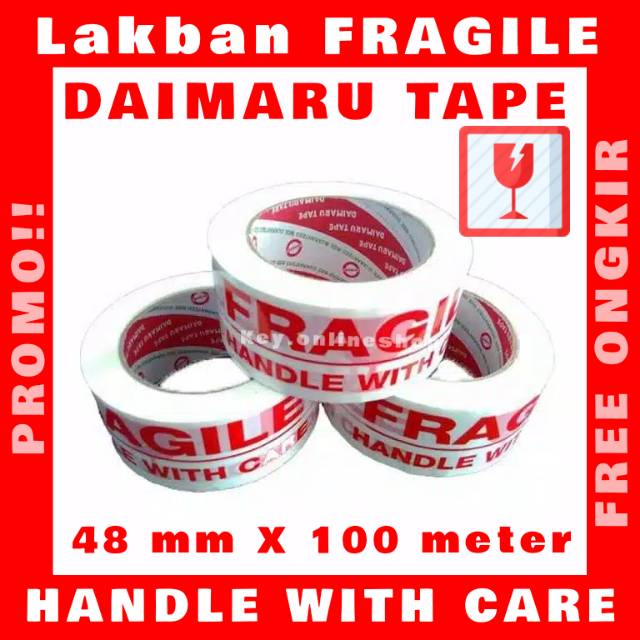 Lakban FRAGILE Daimaru 100meter Lakban FRAGILE Handle With Care 100meter lakban fragile 100meter