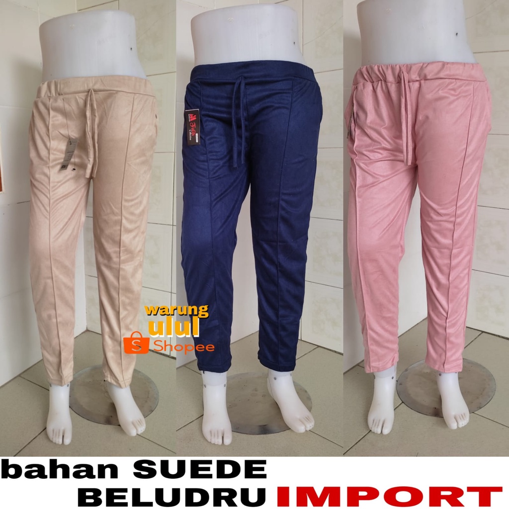 celana panjang wanita cubit bahan suede import