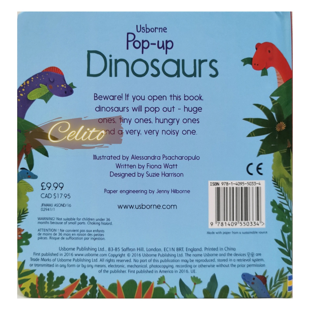 Usborne POP UP DINOSAURS - Hard Cover Book