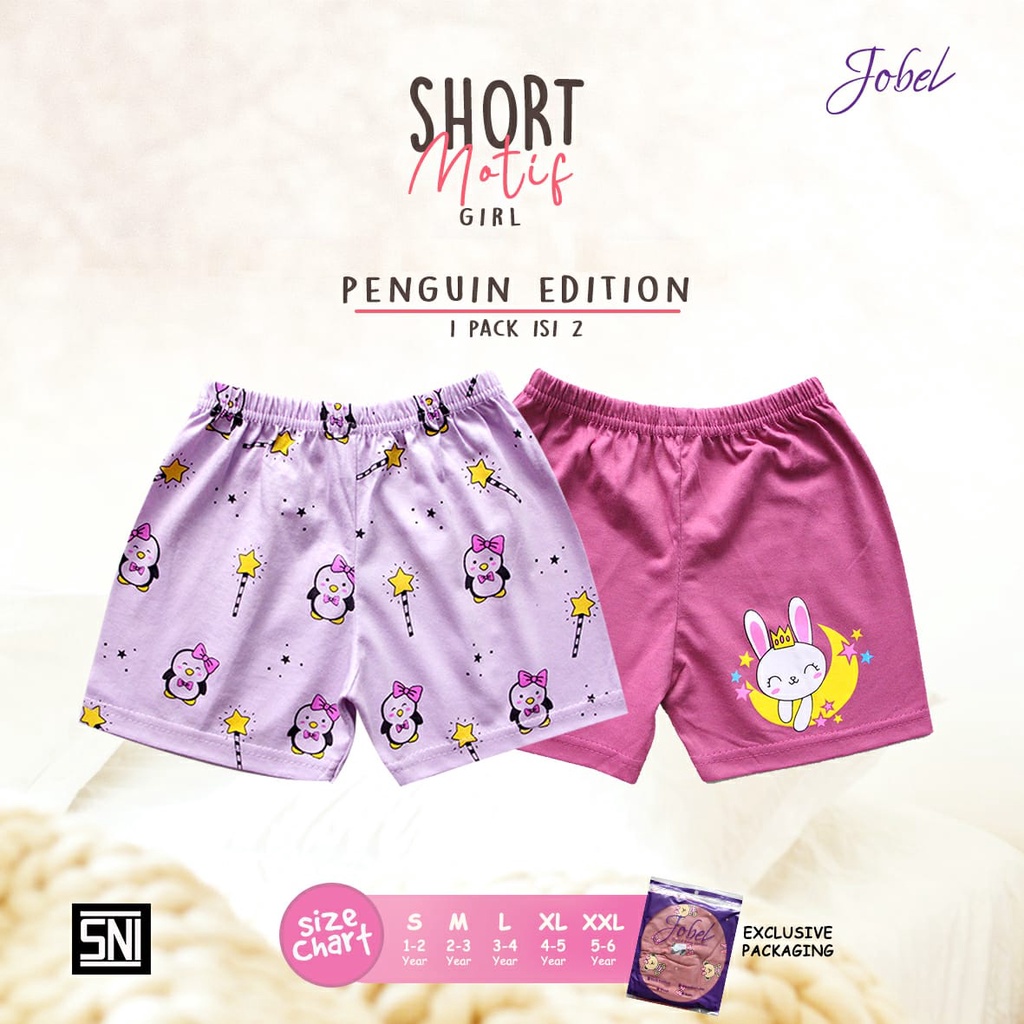 Jobel Short Motif Edition Isi 2pcs - Celana Pendek Anak