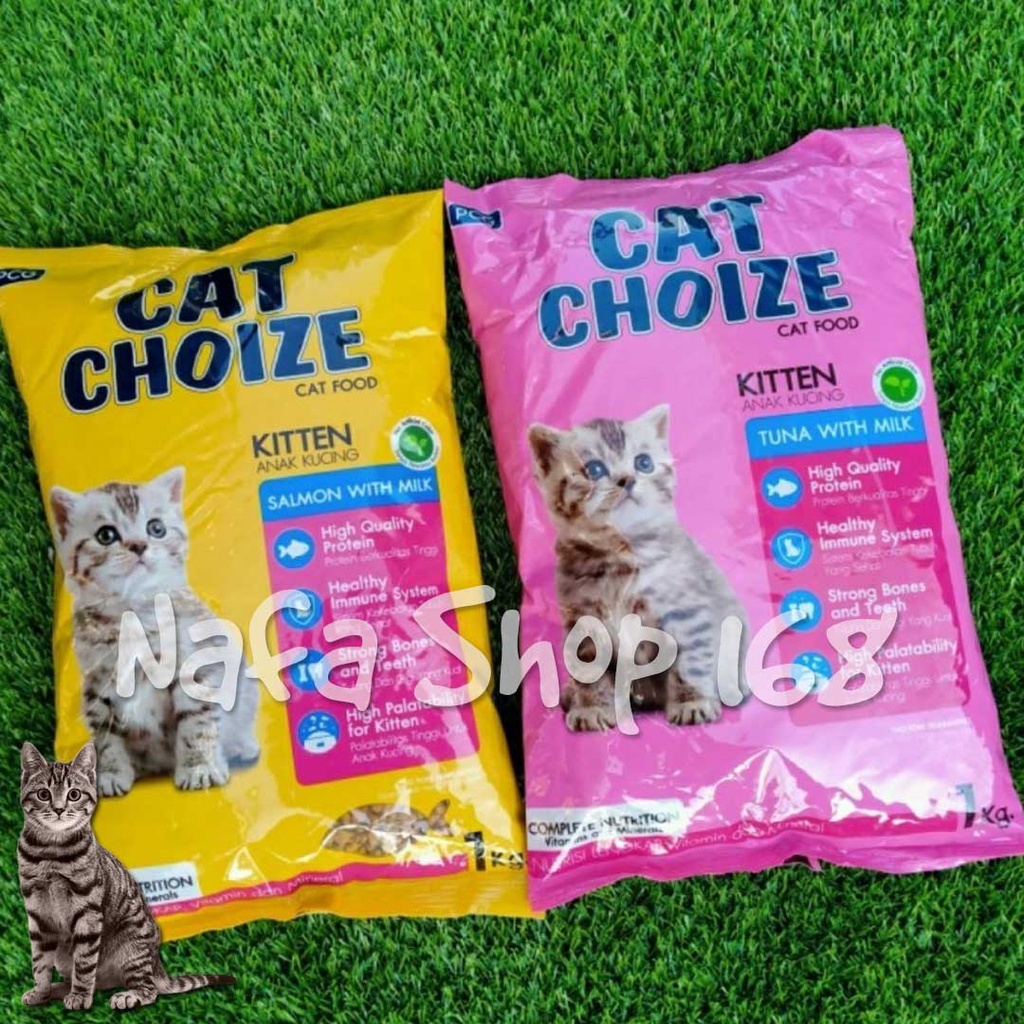 cat choize kitten 1kg makanan anak kucing tuna with milk salmon with milk kering paling murah