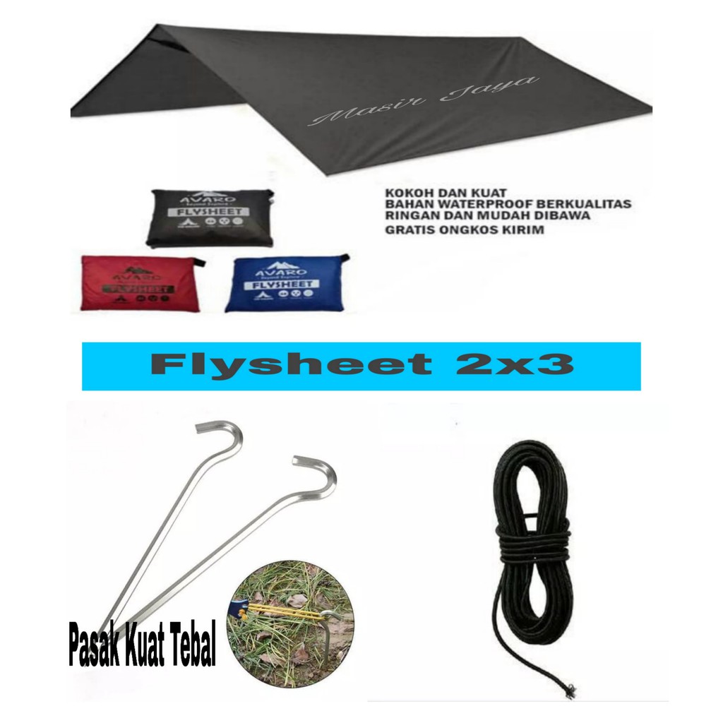 PROMO TERMURAH TRAPTENT FLYSHEET WATERPROFF 3X4 3X3 2X3 2X1,5 FLYSHET WATERPROFF+PASAK+TALI