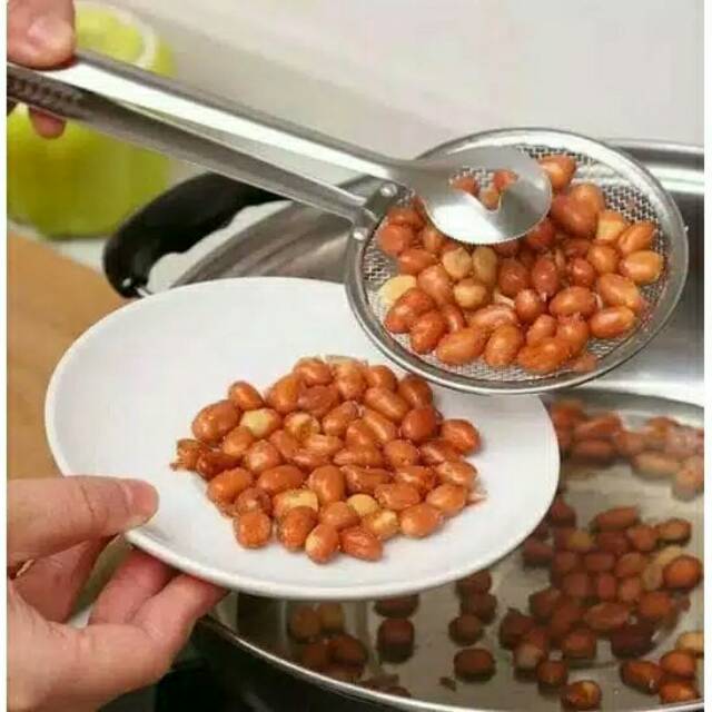 Jepitan tirisan gorengan 2in1 (Peralatan alat masak dapur stainless)-2