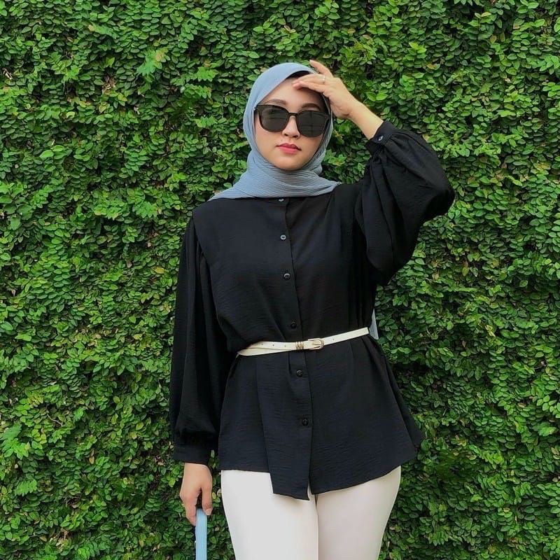 Aisa Blouse Crinkle Airflow Premium Kemeja Formal Kerja Kemeja Polos Blouse Sanghai