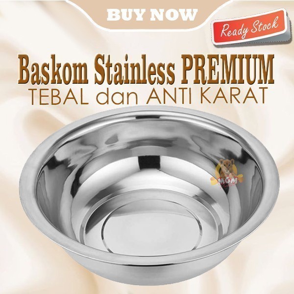 Baskom stainless PREMIUM 24cm TEBAL anti karat baskom dalam serbaguna