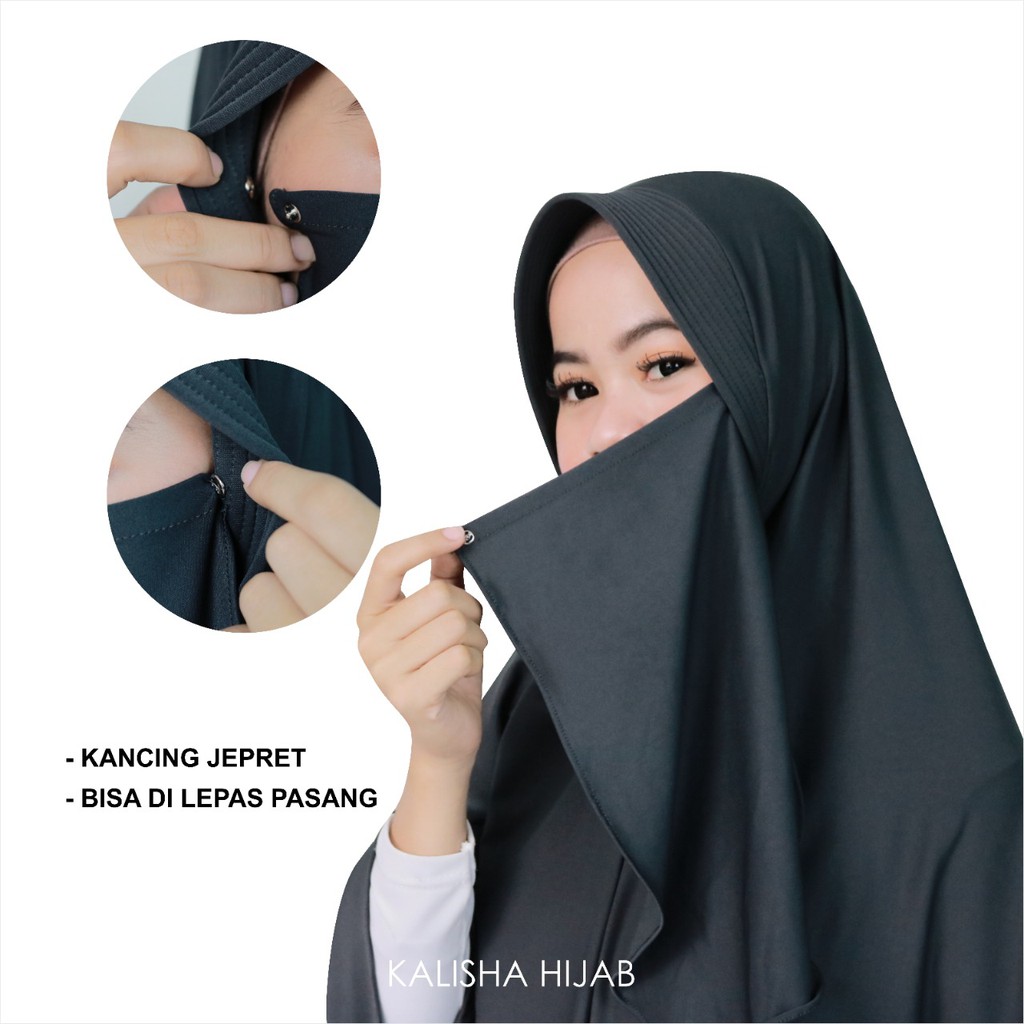 Kerudung Khimar Hijab Instan Jersey Polos Pet Zaina Masker Jumbo Bisa Di Copot By Kalisha