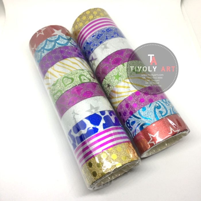 

Isolasi Glitter Motif / Selotip Kreasi Isi 10 Roll Termurah