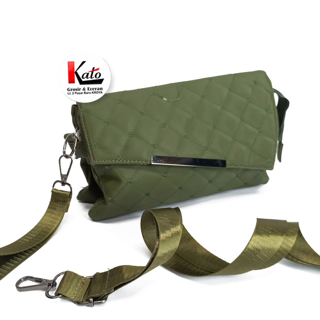Tas Slempang Clutch Premium Wanita/Hijau Army/Hitam/ Tas Elegant