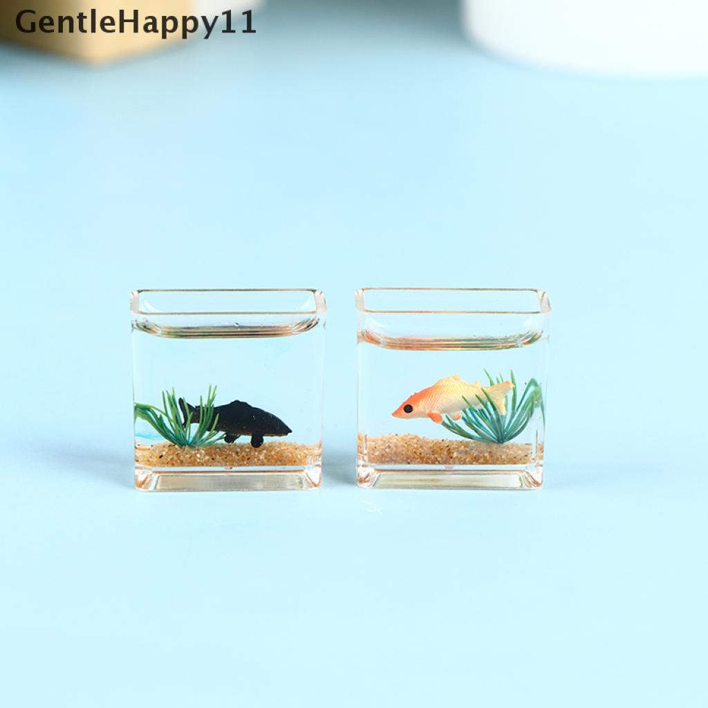 Gentlehappy Rumah Boneka Mini Fish Tank DIY Resin Transparan Goldfish Tanks Miniatur Dekorasi