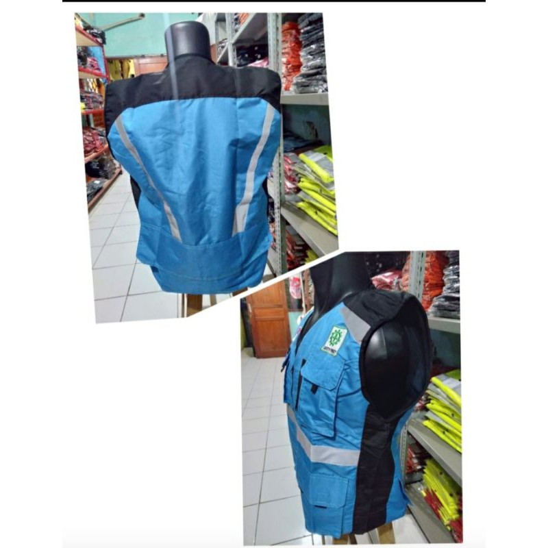 ROMPI SAFETY BAHAN FULL TASLAN BIRU MUDA TOSKA PAKAI FURING FREE LOGO